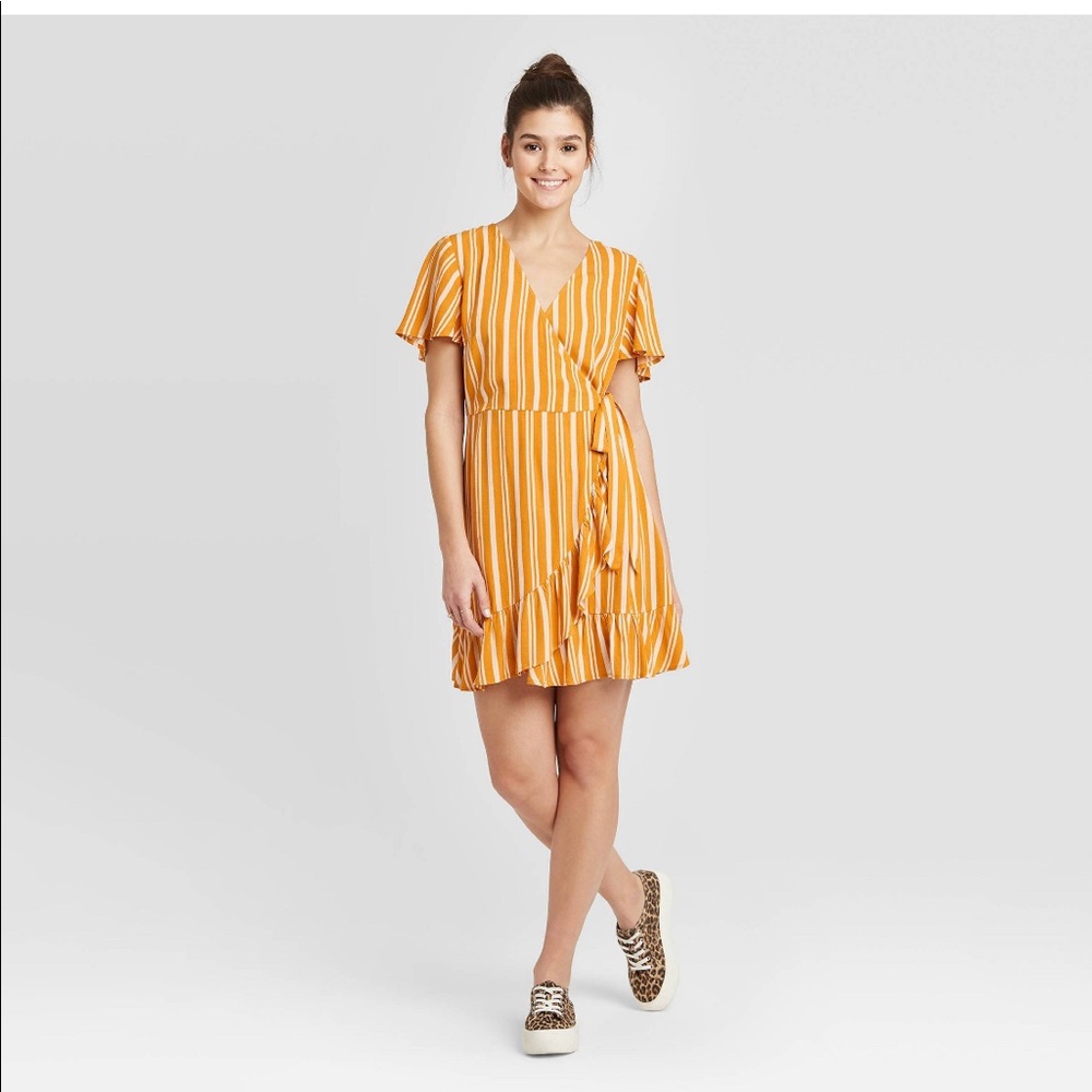 Striped Wrap Mini Dress